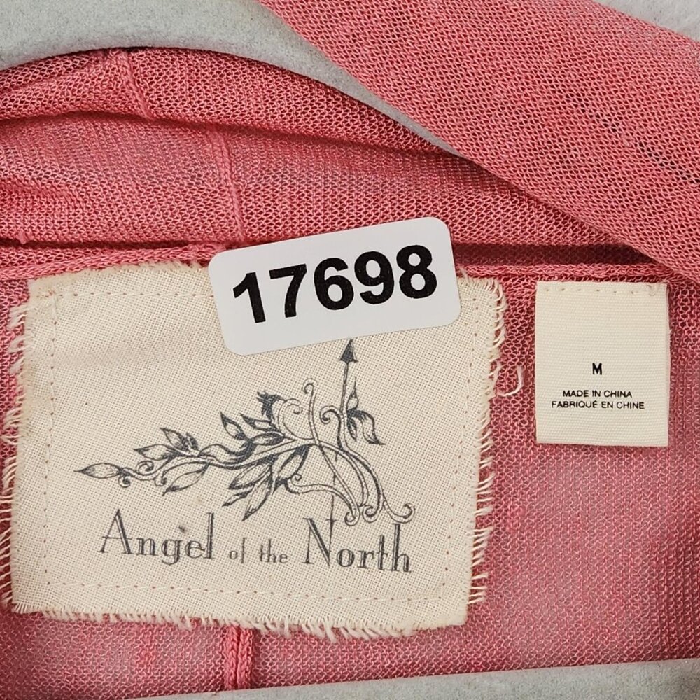 Anthropologie Angel Of The North Sweater Women Medium Pink Linen Blend Tie Front - Picture 11 of 16